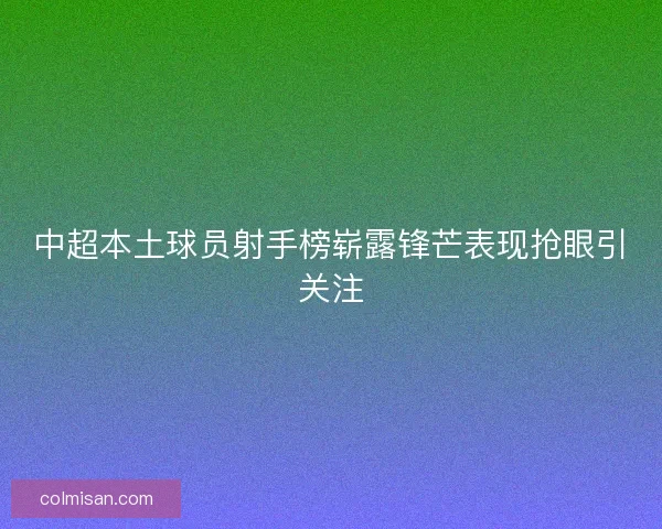 中超本土球员射手榜崭露锋芒表现抢眼引关注